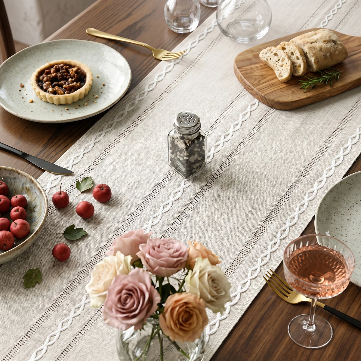 3 Pack Beige Cotton Linen Table Runner 13x72 Inch, Farmhouse Style Dining Table Decor for Kitchen, Living Room, Coffee Table, TV Stand, Dresser