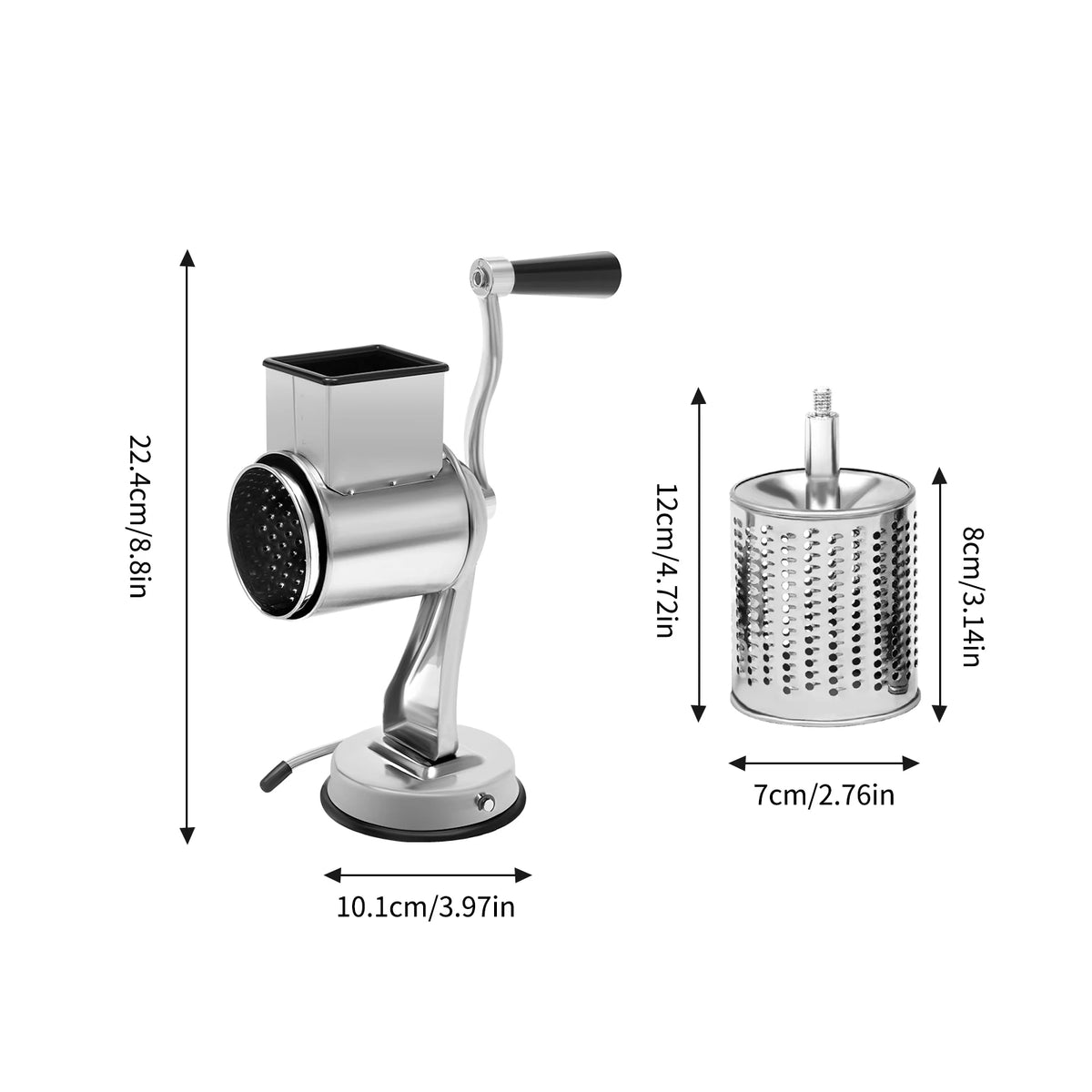 Five Blades Stainless Steel Rotary Grater Manual Vegetable Slicer