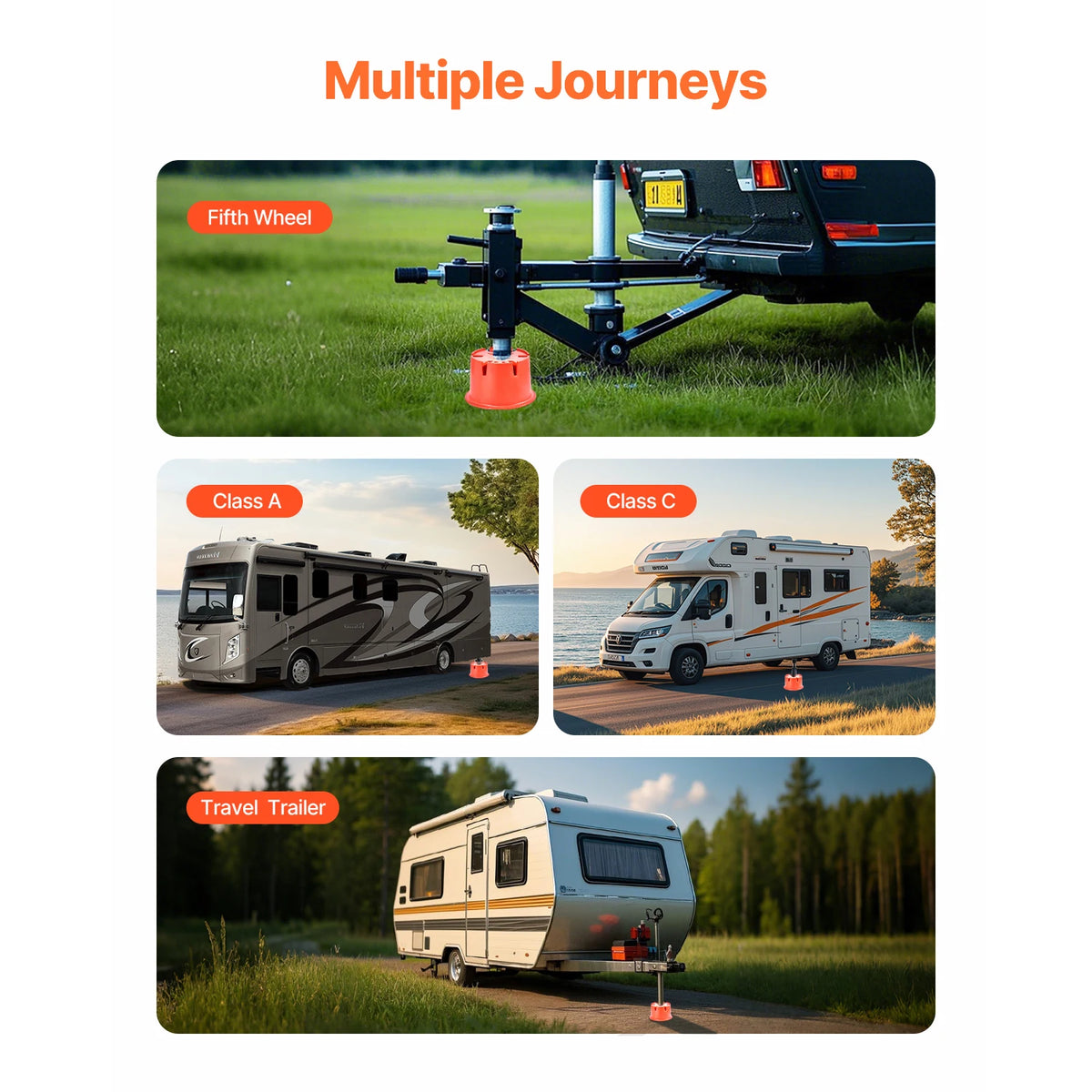 SucceBuy Trailer Jack Blocks 8 Pcs Camper Leveler Kits Camper Accessories for Travel Trailers 5th Wheels Class A/C Motorhomes