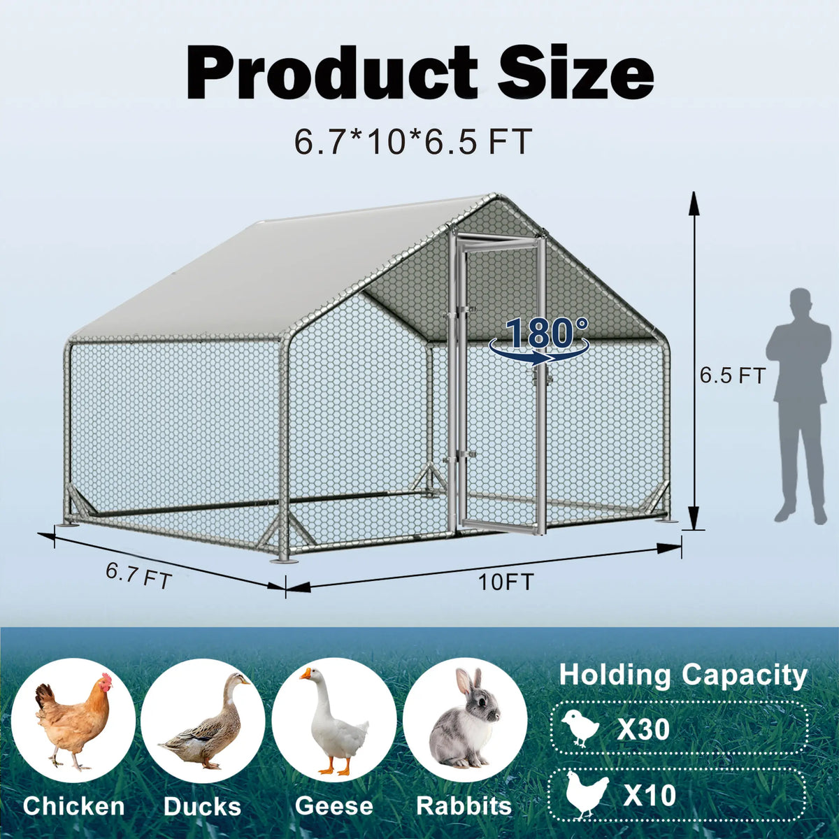 Portable Metal Walk In Chicken Coop And Outdoor Run