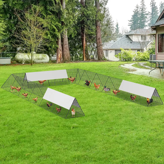 DishyKooker Metal Outdoor Chicken Run With Weather Resistant Cover
