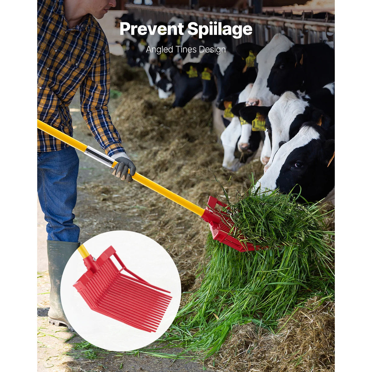 Heavy Duty Manure Fork With Fiberglass Handle For Garden Use