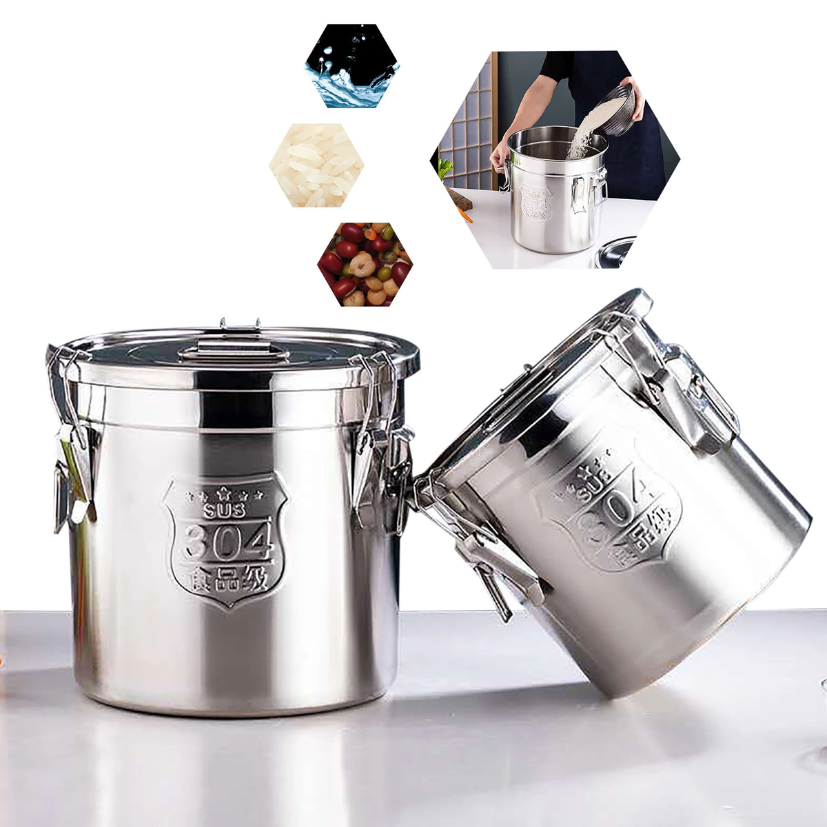 Stainless Steel Airtight Food Storage Container With Secure Locking Clamp