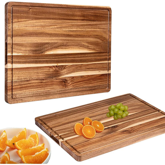 Twister.Ck Reversible Wood Cutting Board With Juice Groove And Handle