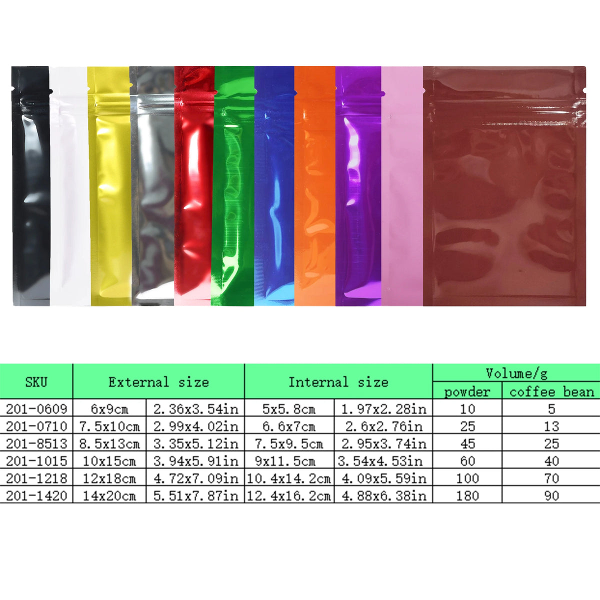 VoluPack Heat Seal Aluminum Foil Ziplock Storage Bags