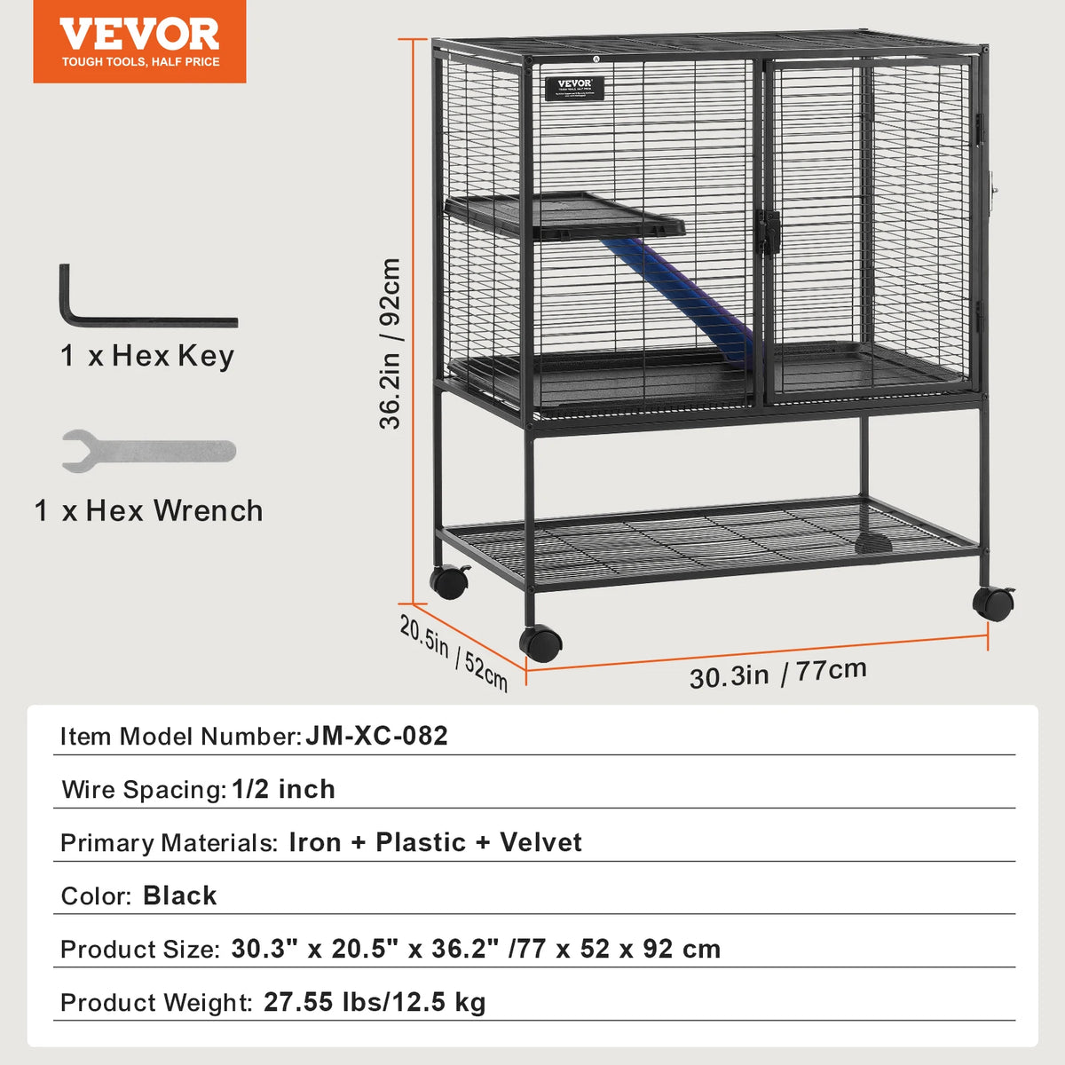 SucceBuy Rolling Four Tier Metal Ferret Cage For Small Pets