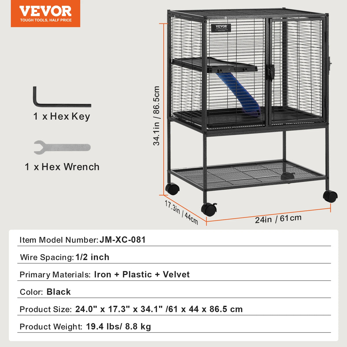 SucceBuy Rolling Four Tier Metal Ferret Cage For Small Pets