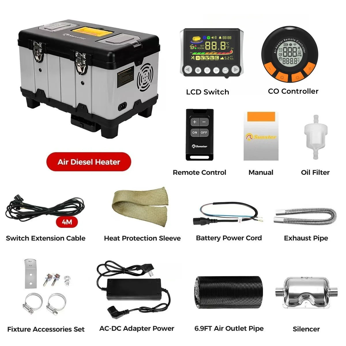8KW TB10PRO Diesel Auxiliary Heater 110-220V AC 12/24V DC With High-Altitude Mode & Ventilation Mode Ultra Quiet For RVS Camping