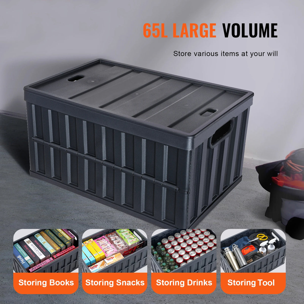Foldable Collapsible Storage Bins Stackable Utility Crates With Lids
