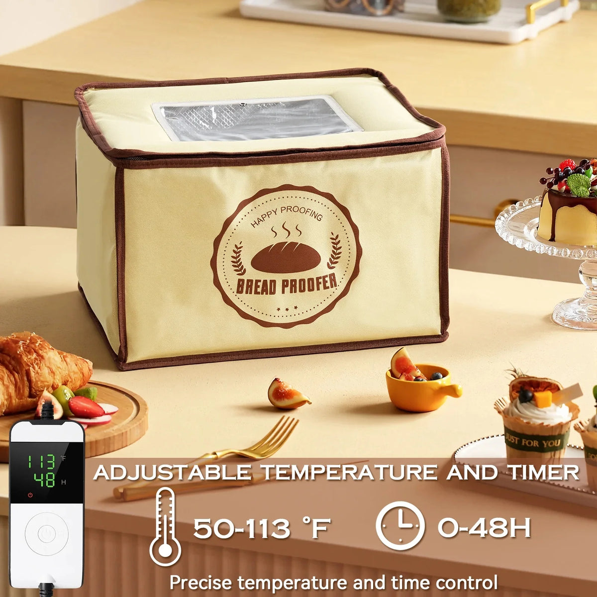 Gemitto Adjustable Bread Dough Proofer With Timer And Temperature Control