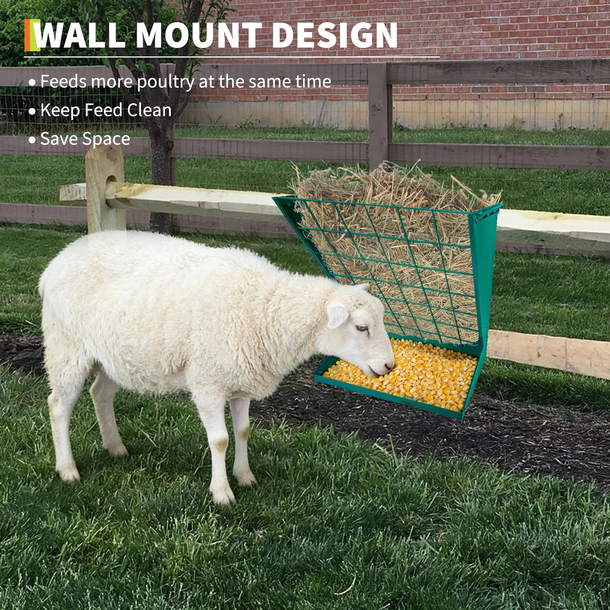 2-in-1 Livestock Hay And Grain Feeder Wall Mounted Farm Equipment