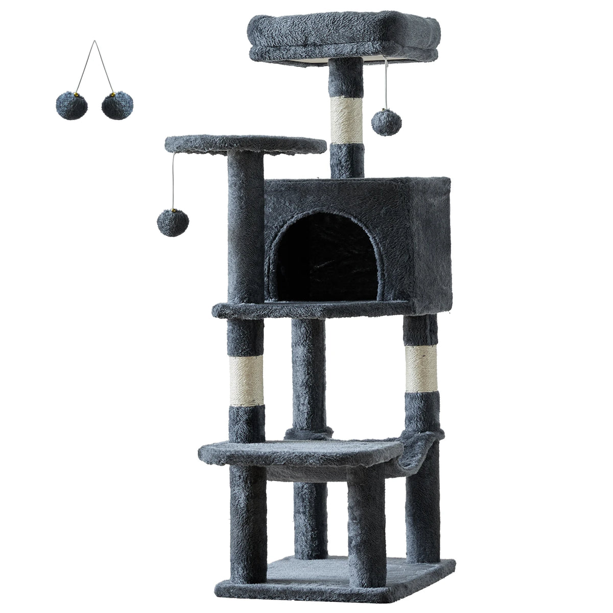 JHK Tall Sturdy Cat Tree with Natural Sisal Scratching Posts