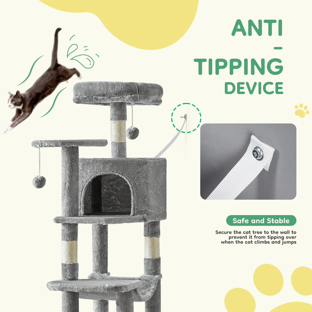 Jhk Stable Cat Tree Tower Featuring Sisal Posts And Shelter