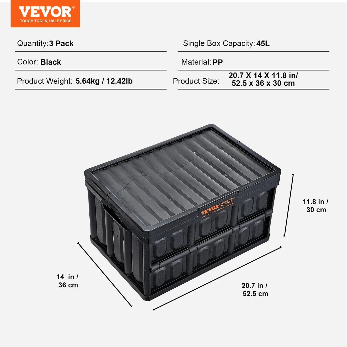 Foldable Collapsible Storage Bins Stackable Utility Crates With Lids
