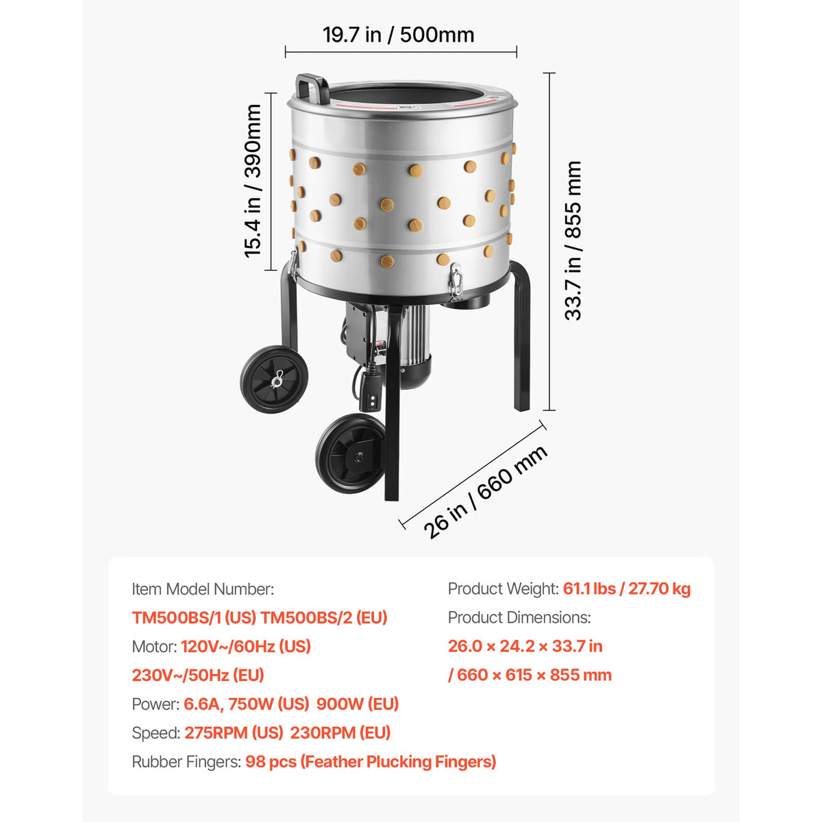 SucceBuy Automatic Chicken Plucker Machine With Soft Rubber Drum