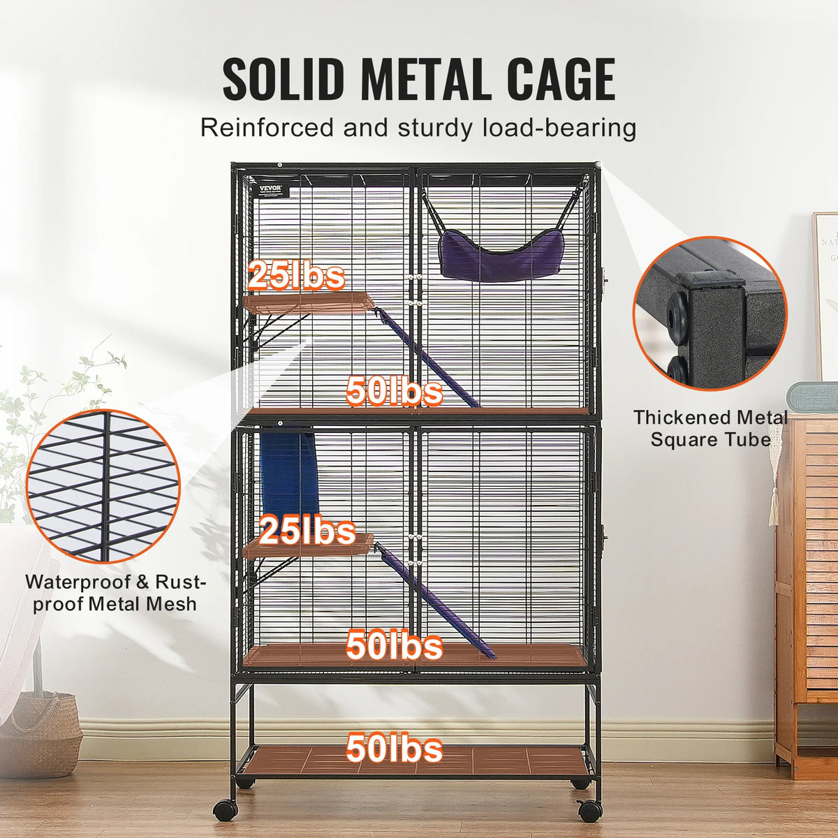 SucceBuy Four Tier Rolling Metal Cage For Small Animal Pets
