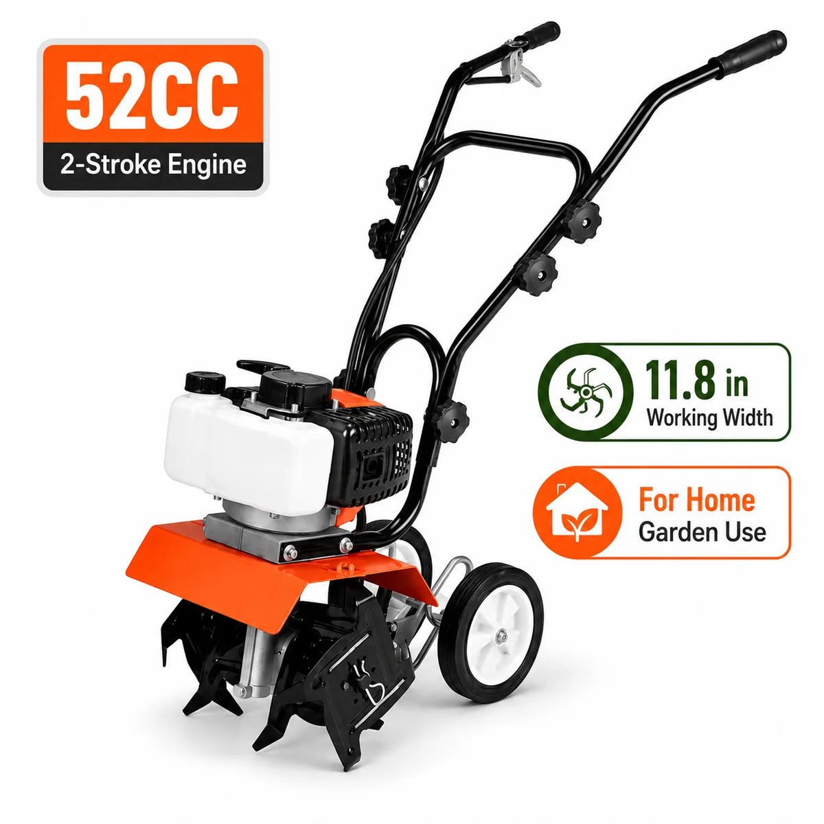 Professional Grade Gas Powered Tiller Cultivator With Adjustable Steel Tines