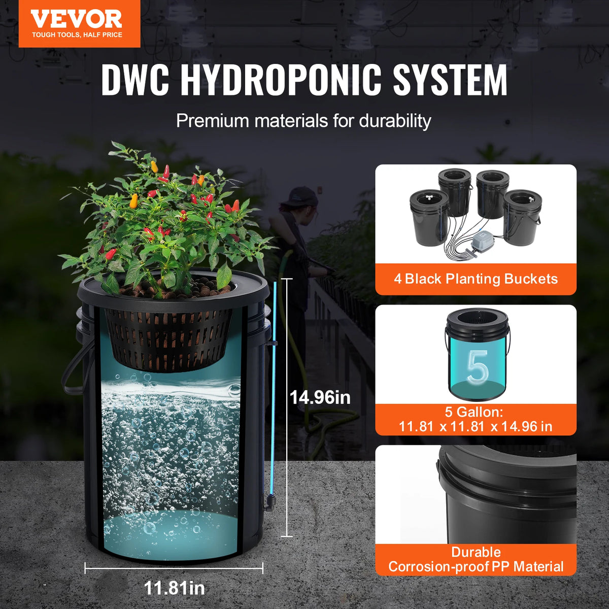 SucceBuy DWC Hydroponic Grow System With Drip Kit Air Pump