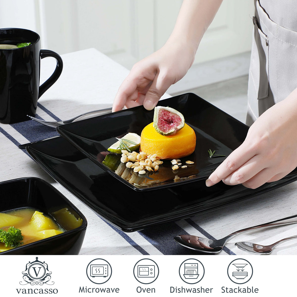 Malacasa Soho Ceramic Dinnerware Set With Bowls And Mugs