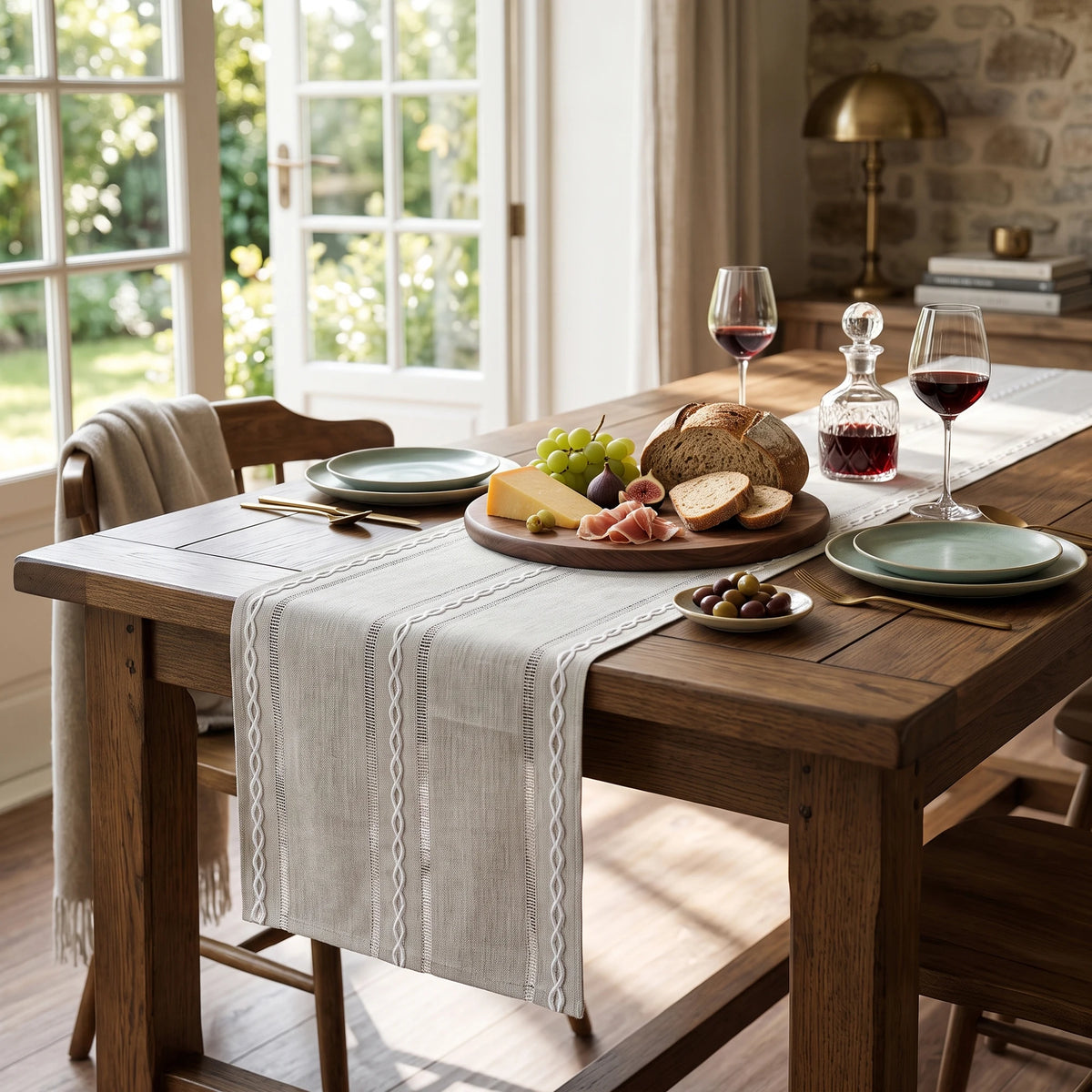 3 Pack Beige Cotton Linen Table Runner 13x72 Inch, Farmhouse Style Dining Table Decor for Kitchen, Living Room, Coffee Table, TV Stand, Dresser