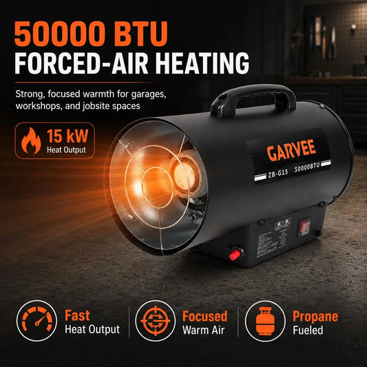 50000 BTU Propane Forced Air Heater, 15KW Portable LP Gas Space Heater With Fan For Garage Workshop Warehouse Farm Jobsite