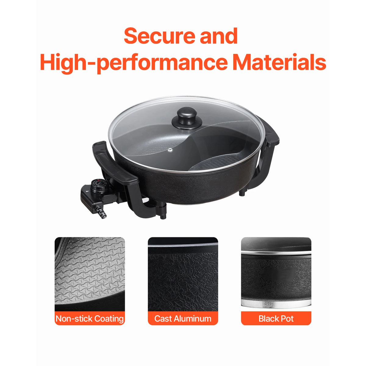 SucceBuy Dual Flavor Electric Hot Pot With Divider Lid
