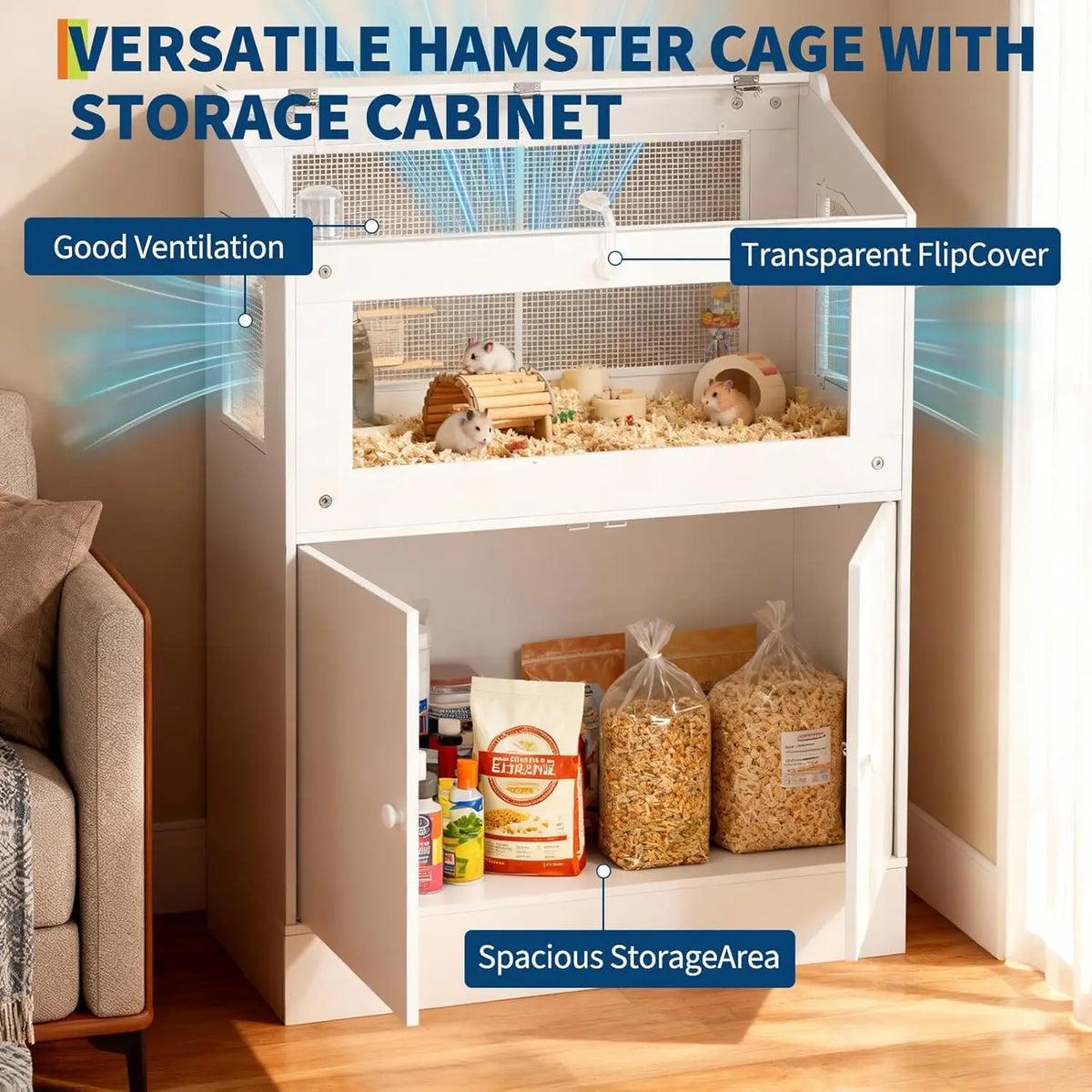 HiMISS Acrylic Pet Cage With Storage For Hamster Guinea Pig