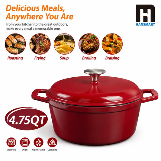 Premium Enameled Cast Iron Dutch Oven For Baking And Roasting