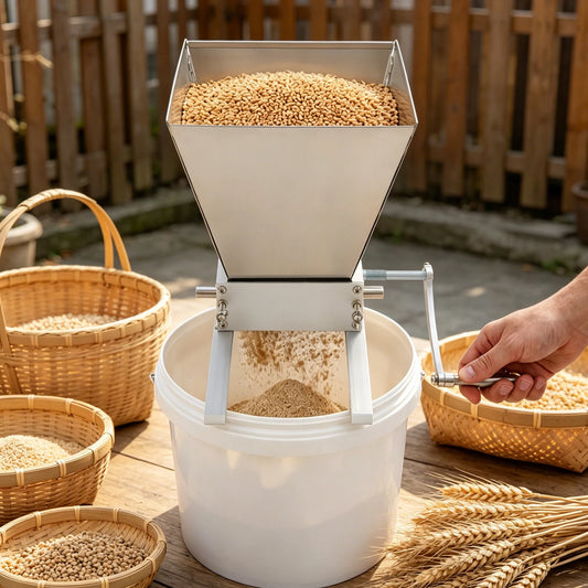 Stainless Steel Manual Grain Mill With Adjustable Rollers For Brewing