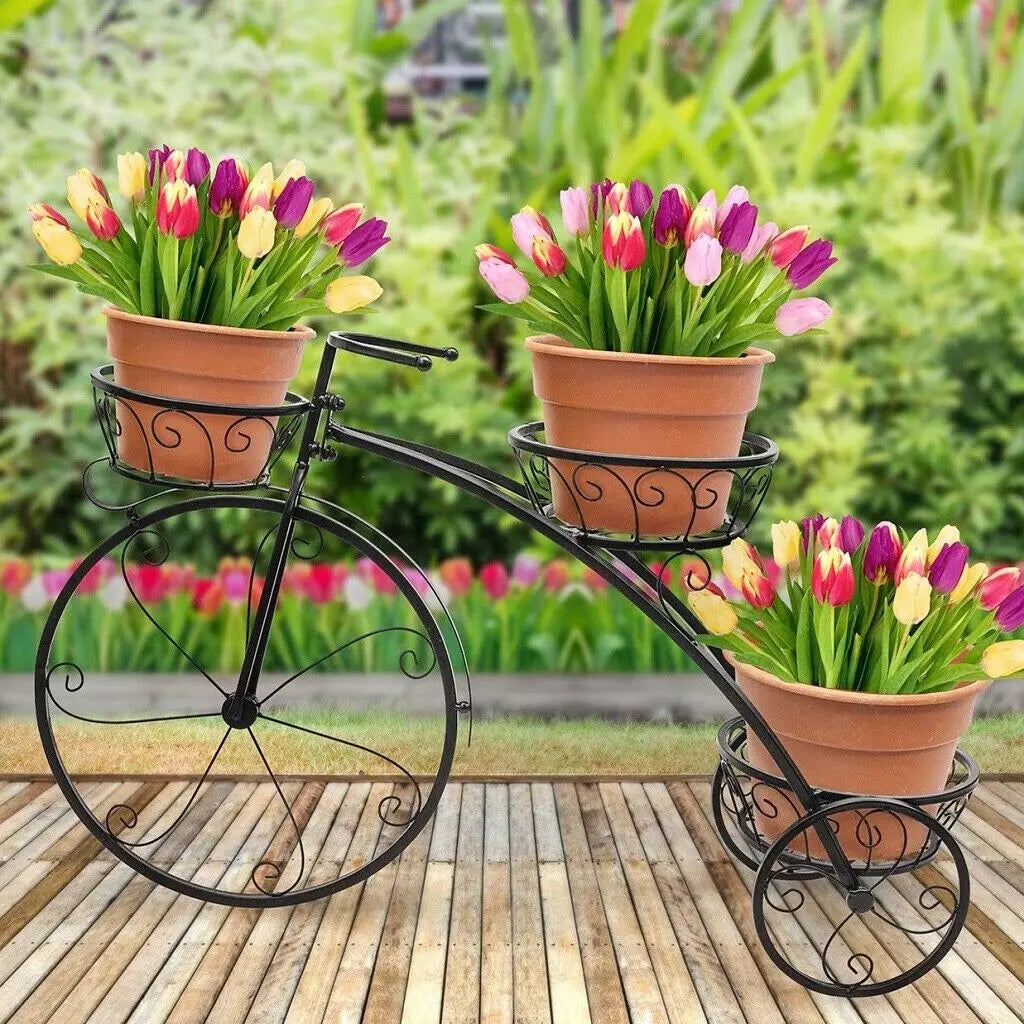 Wisfor 3 Tier Iron Bicycle Plant Stand Indoor Outdoor