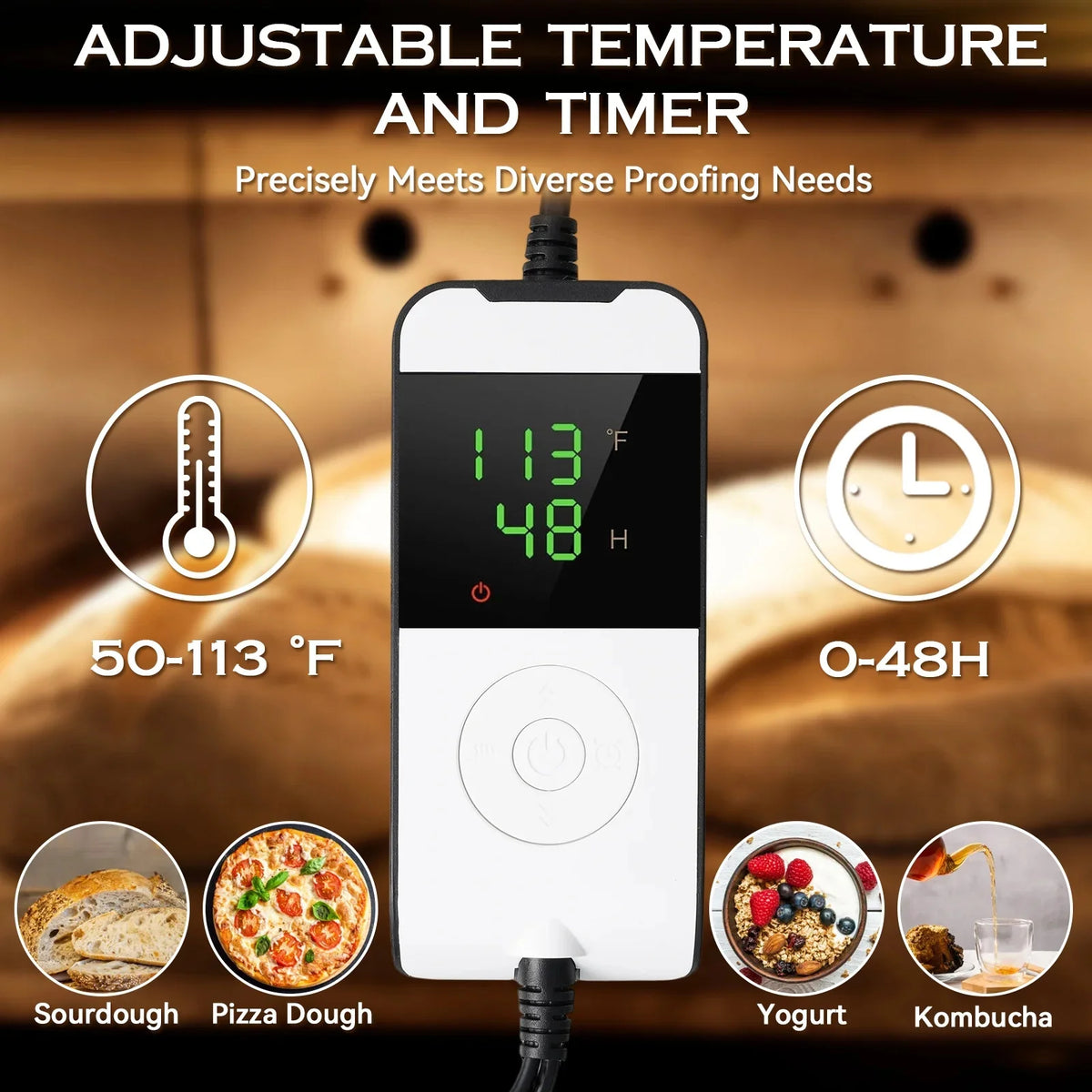 Gemitto Adjustable Bread Dough Proofer With Timer And Temperature Control