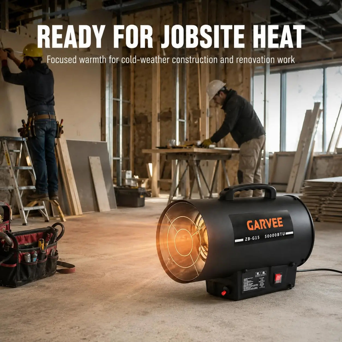 50000 BTU Propane Forced Air Heater, 15KW Portable LP Gas Space Heater With Fan For Garage Workshop Warehouse Farm Jobsite