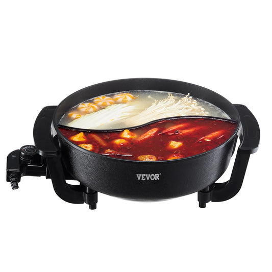 SucceBuy Dual Flavor Electric Hot Pot With Divider Lid