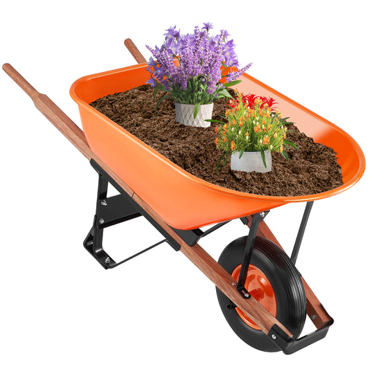 SucceBuy One Wheel Garden Dump Cart With 330 Lbs Capacity
