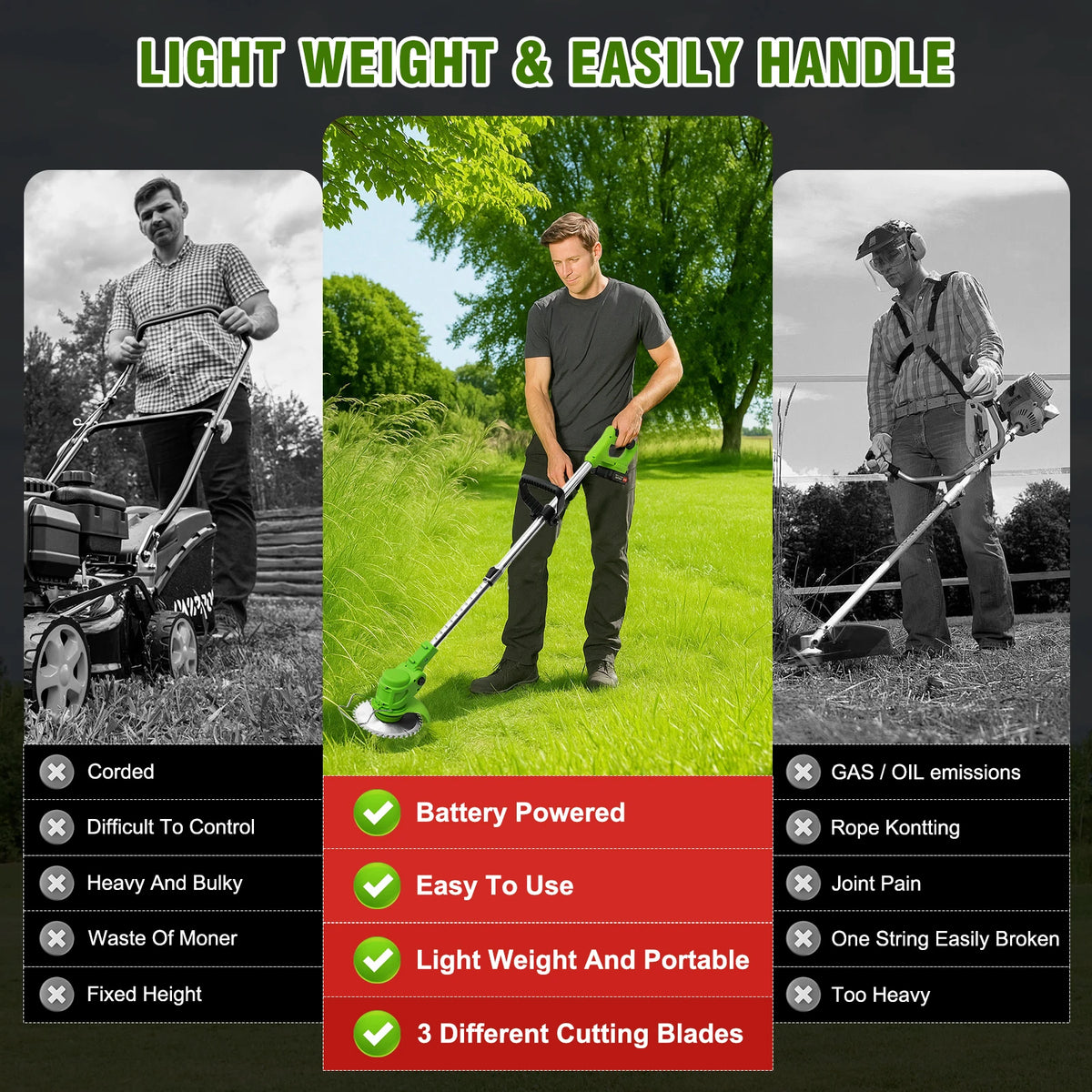 Brushless Telescopic 2 In 1 Cordless Lawn Mower Trimmer