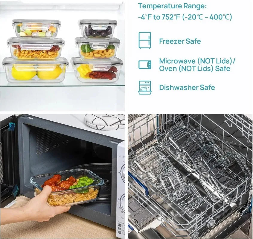 Premium Borosilicate Glass Food Storage Containers With Airtight Lids