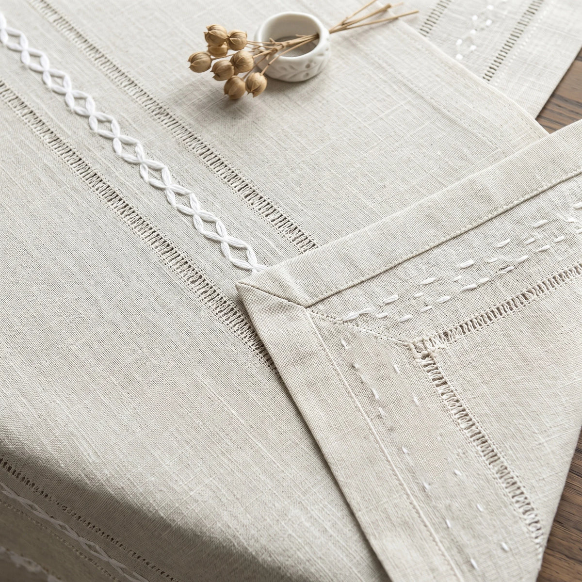 3 Pack Beige Cotton Linen Table Runner 13x72 Inch, Farmhouse Style Dining Table Decor for Kitchen, Living Room, Coffee Table, TV Stand, Dresser