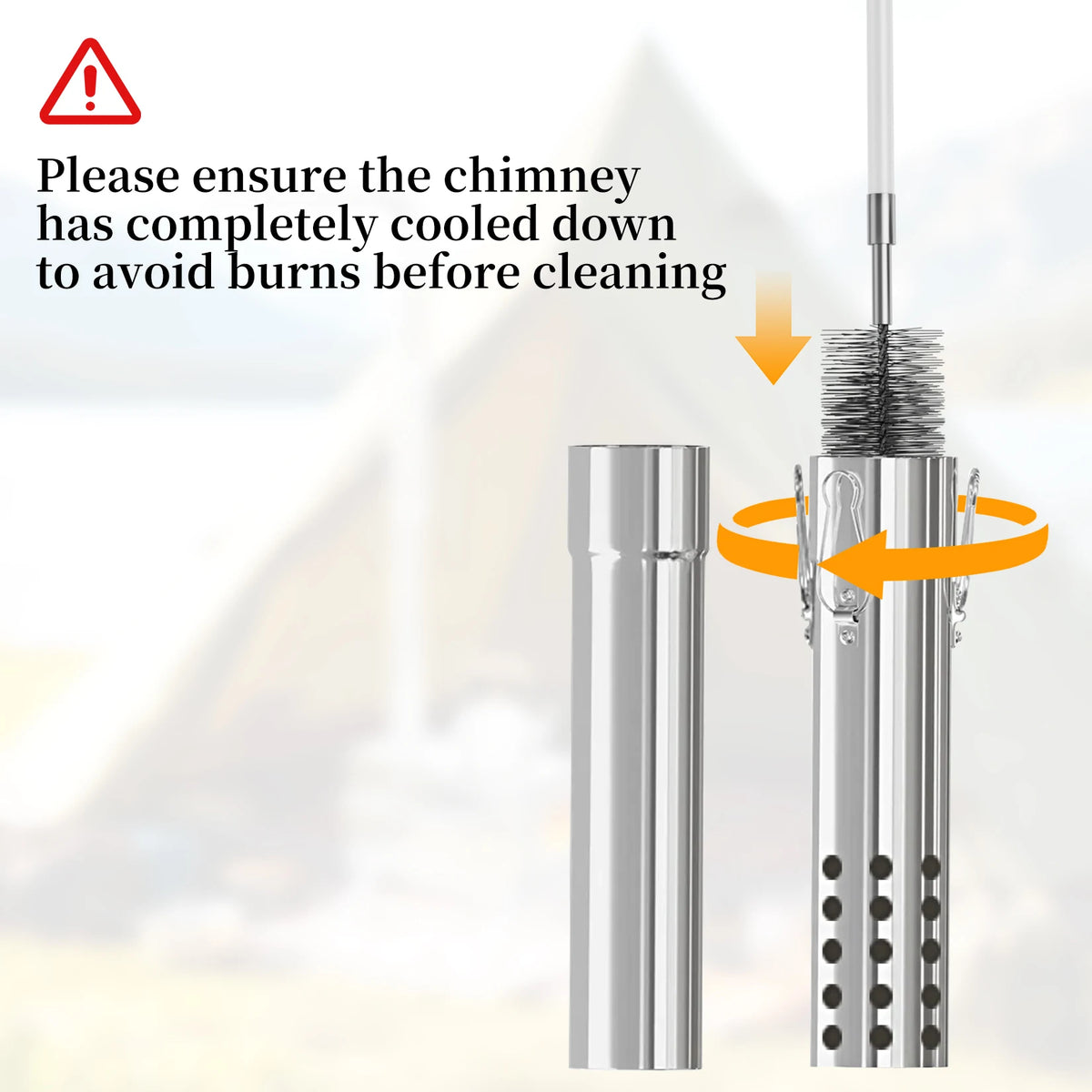 Stainless Steel Wood Stove Chimney Equipment-Elbow Pipe and Chimney Brush, 3.5 Inches (9 cm) X 12.6 Inches (32 cm), Suitable for Wood-Burning Stove Chimney Ventilation Pipe, Stove Accessories, Camping Wood Stove Accessories,