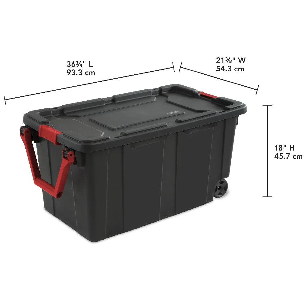 Sterilite Heavy Duty Industrial Wheeled Storage Tote With Handle