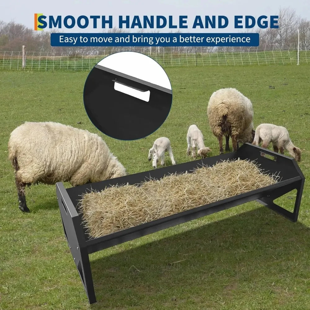 Garvee Heavy Duty 22 Gallon Livestock Feeder Metal Sheep Feeder for Farm Sheds & Pens Large Capacity for Goat Pig Hog Horse Feeds Up to 10 Animals at Once