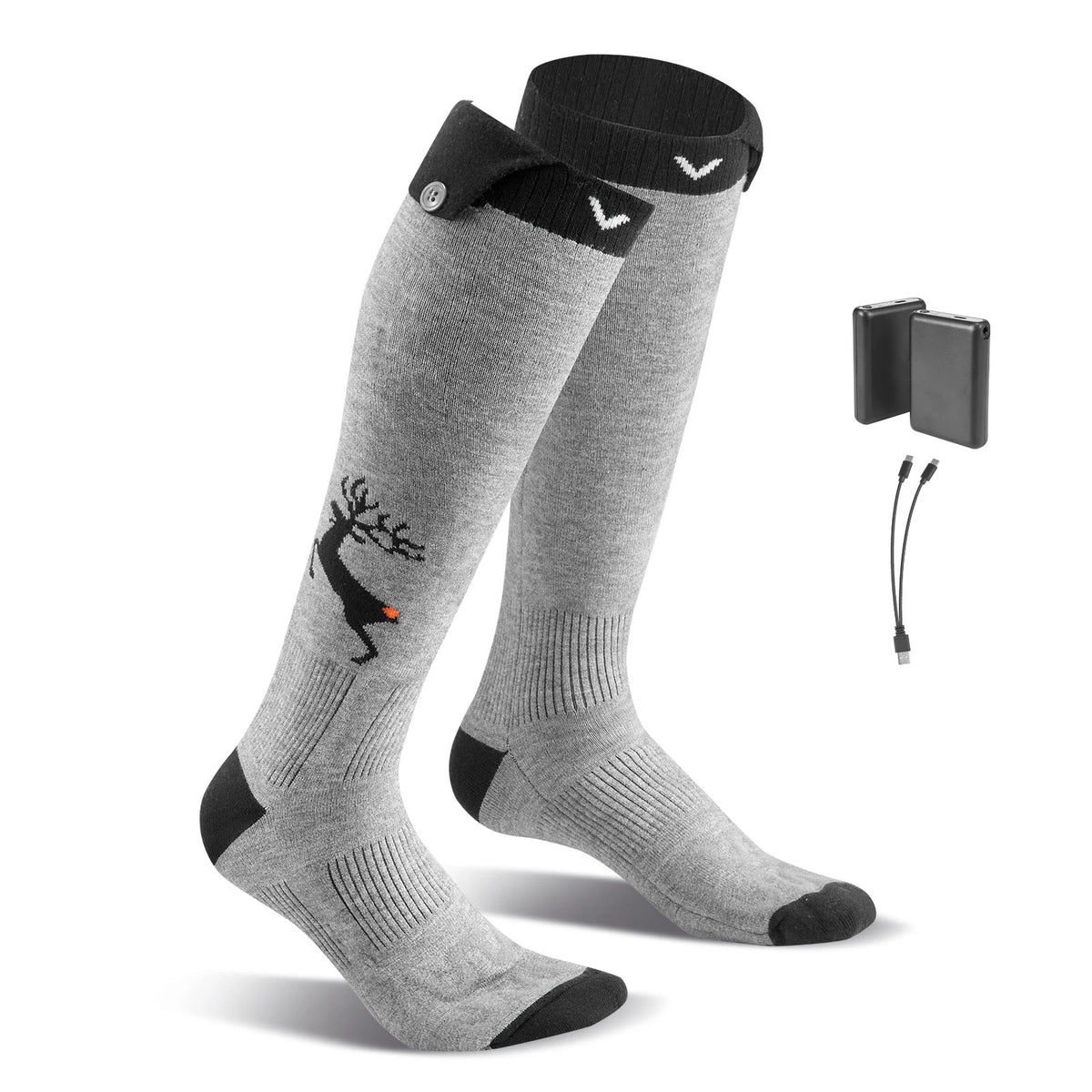 SucceBuy Heated Socks 6000mAh Battery Powered Rechargeable Heating Socks w/ 4 Heating Levels Electric Heated Sock w/ APP Control