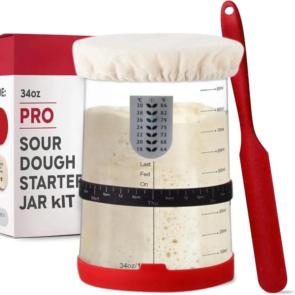 Yocosh Sourdough Bread Starter Kit With Thermometer And Scraper