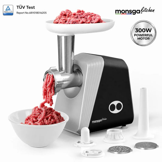 MONSGA by erabros G100 Electric Meat Grinder,1200W MAX Power Motor, Heavy Duty Meat Mincer, Sausage Stuffer Maker, Food Grinder with Sausage , Grinder Plates, Includes 3 Cutting Discs Meat Maker for Home Kitchen