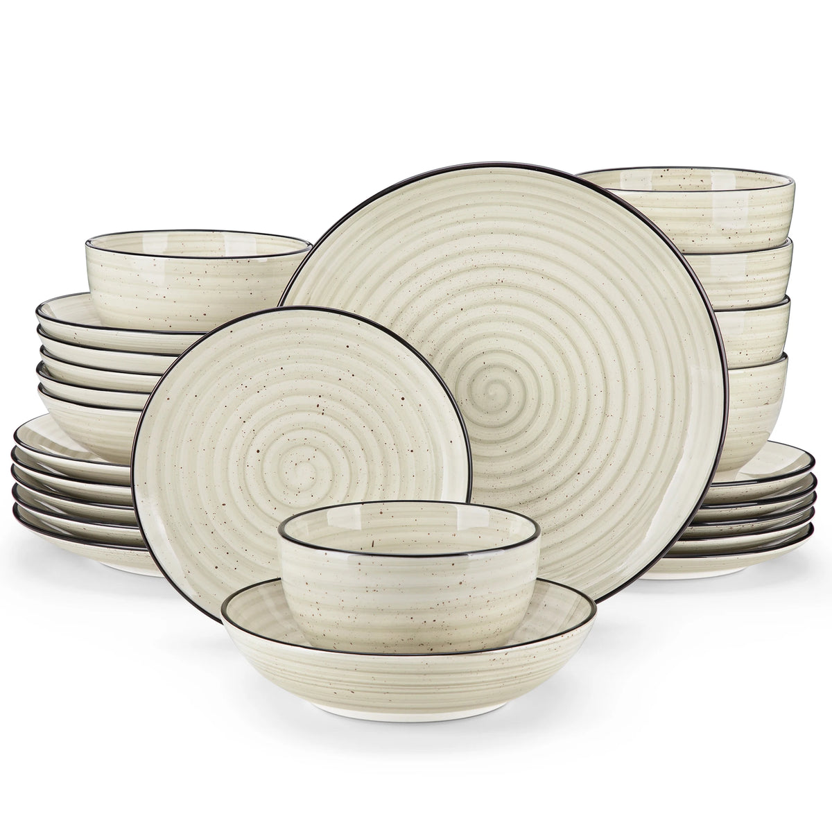 Malacasa 24 Piece Ceramic Dinnerware Set With Bowls And Plates