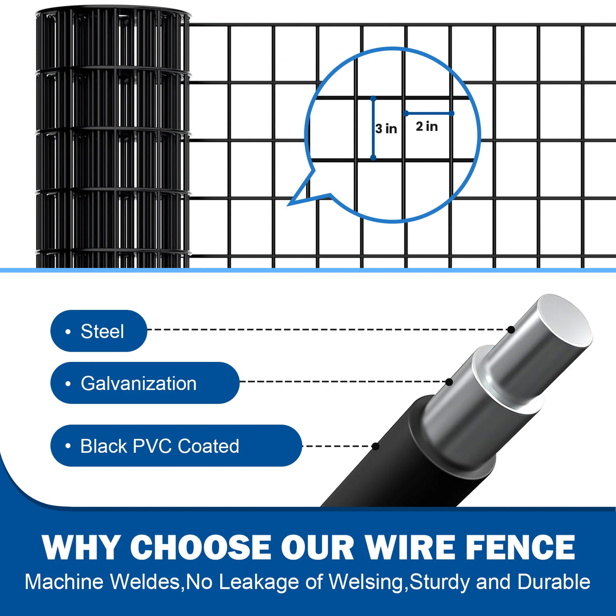 Heavy Duty PVC Coated Welded Wire Fence For Outdoor Property Security