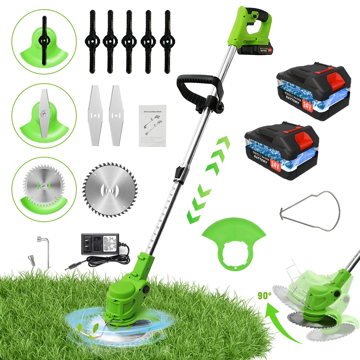 Brushless Telescopic 2 In 1 Cordless Lawn Mower Trimmer