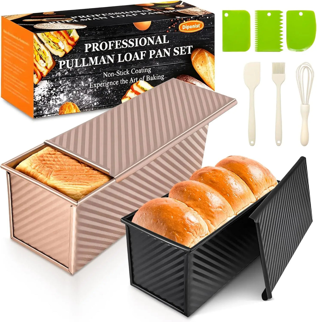Professional Pullman Loaf Pan Set Carbon Steel Non Stick Bread Mold