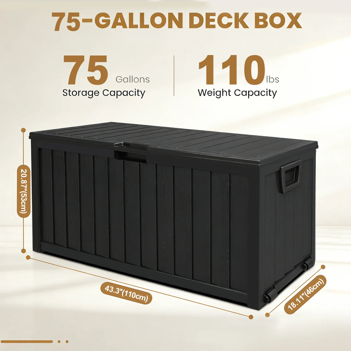 Sarenzon Outdoor Deck Box With Lockable Lid And Waterproof Plastic