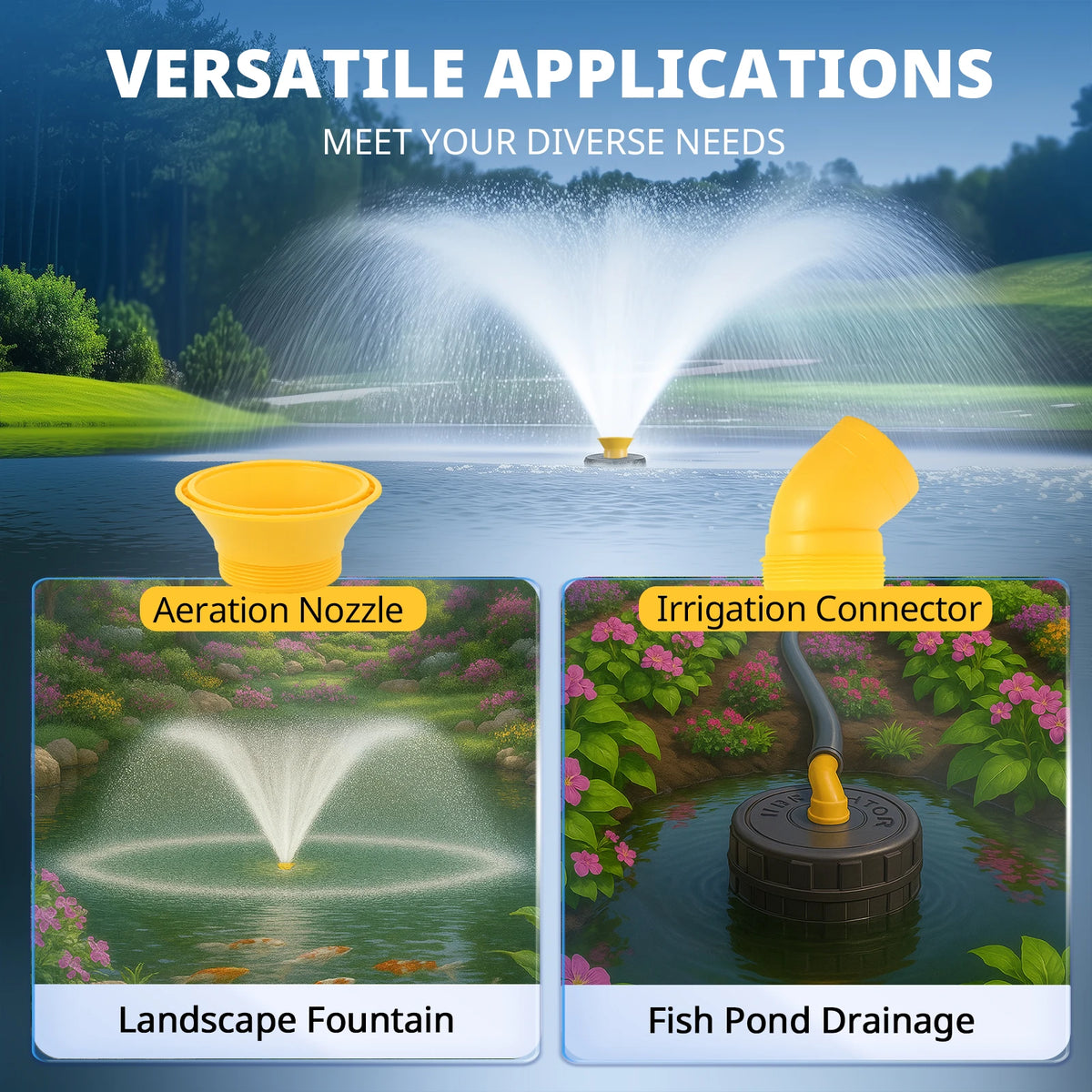 Yanaso Pond Fountain Aerator Pump with Timer and Spray Patterns