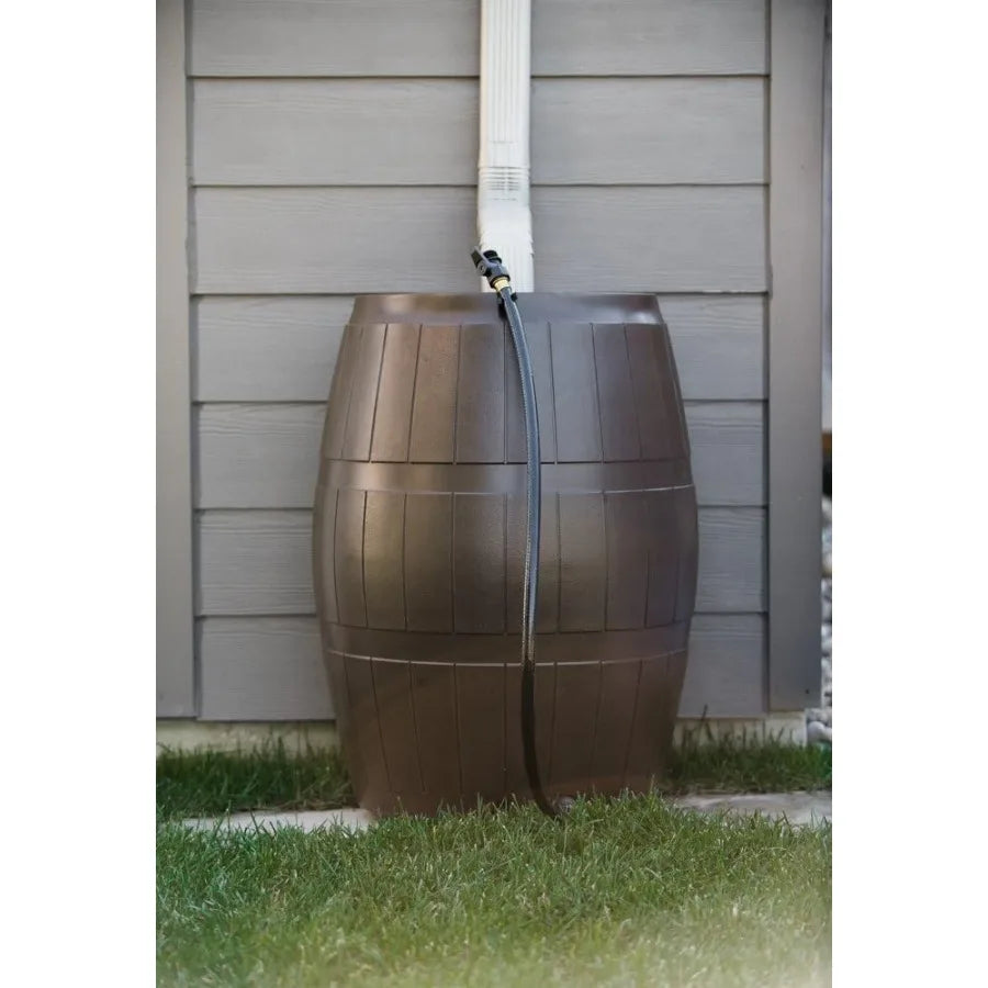 FCMP Outdoor Rain Barrel With Side Spigots And Mesh Screen